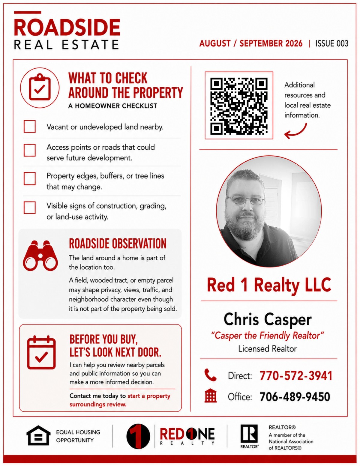 Roadside Issue 003 back, homeowner checklist for checking around the property